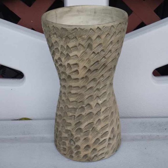 Vintage Commission Italian stoneware textured hourglass shaped large vase